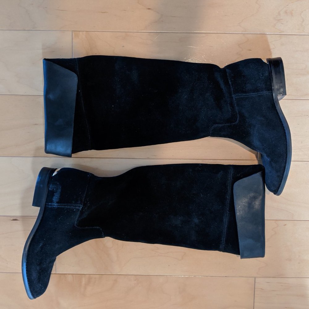 Black suede knee-high boots 6.5